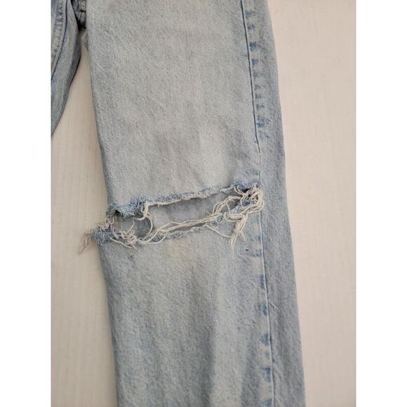 Zara Jeans Womens SZ 2 Slim Straight High Rise Distressed Rigid Light Wash - Picture 5 of 10